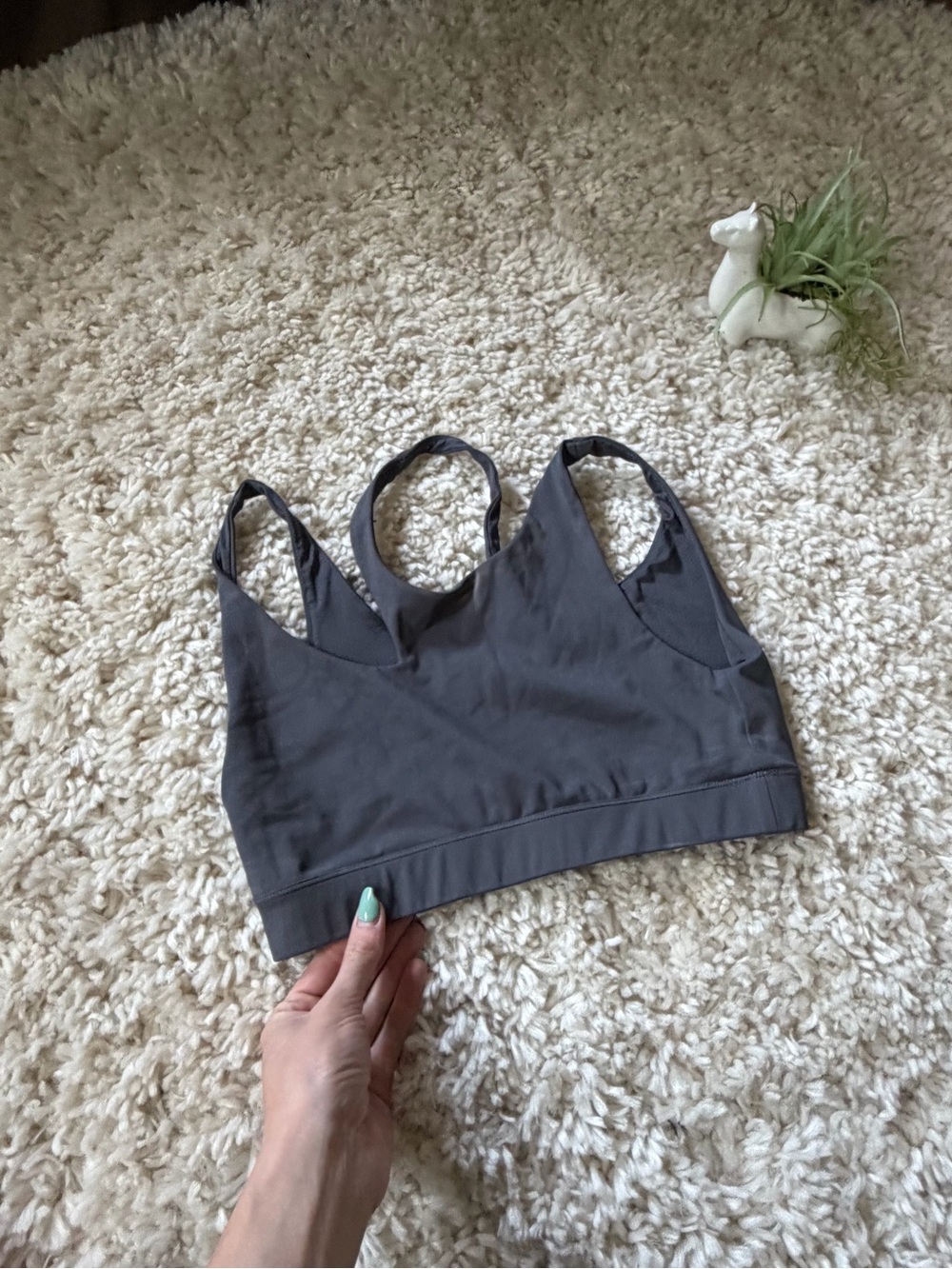 RSQ Charcoal Gray Double-Strap Racerback Sports gym athletic unique cute Bra